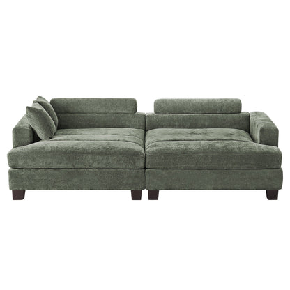 87-in Modern 3-Seater Upholstered Sofa Couch Chenille Design for Living Room