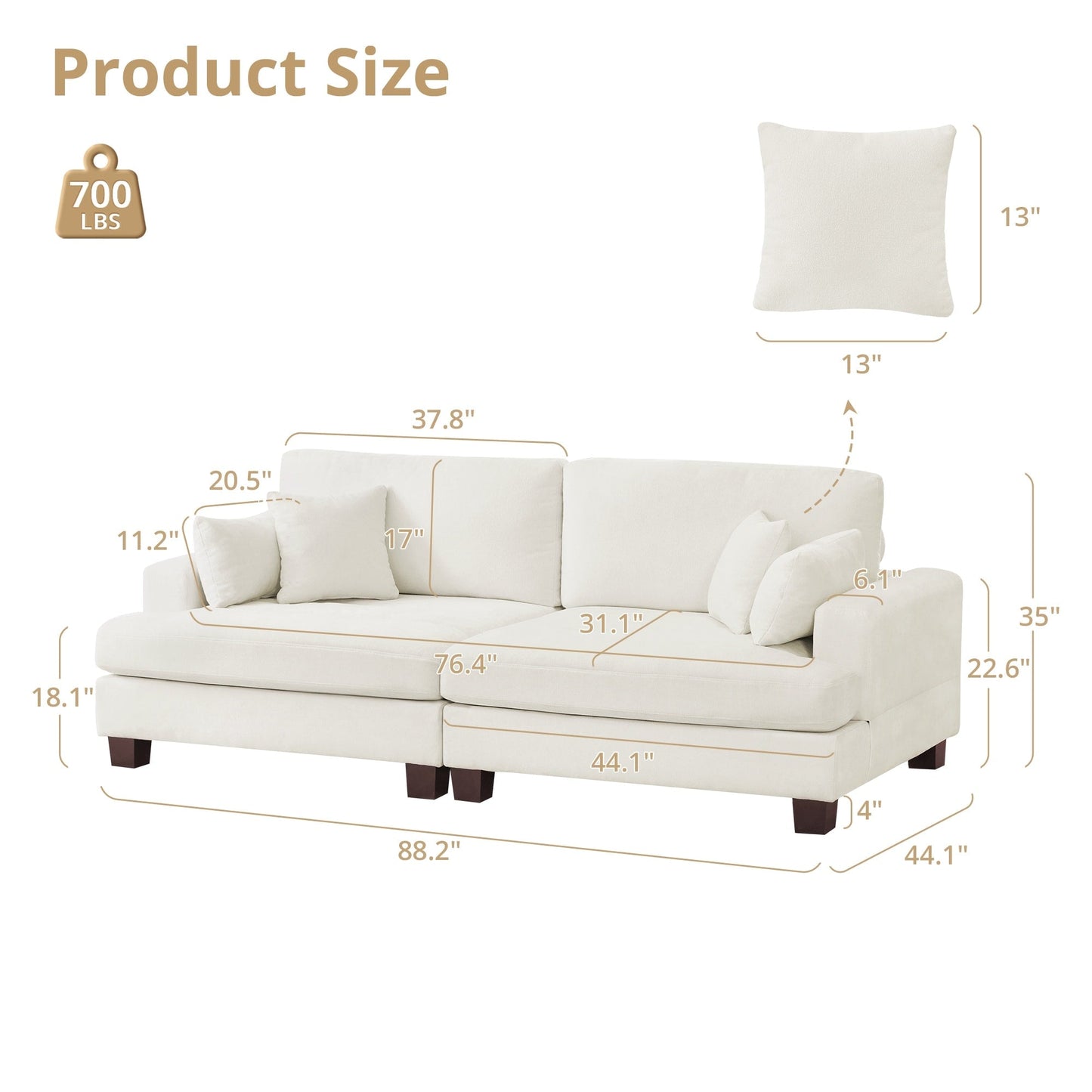 87-in Modern 3-Seater Upholstered Sofa Couch Chenille Design for Living Room