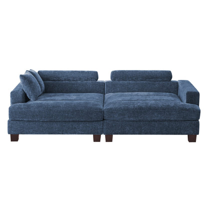 87-in Modern 3-Seater Upholstered Sofa Couch Chenille Design for Living Room
