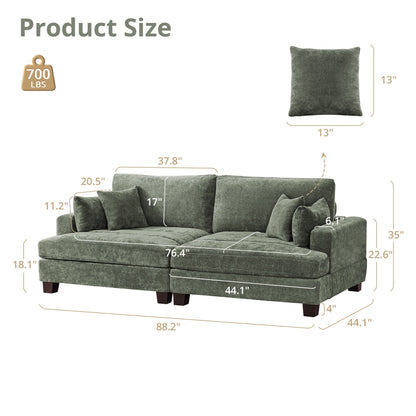 87-in Modern 3-Seater Upholstered Sofa Couch Chenille Design for Living Room
