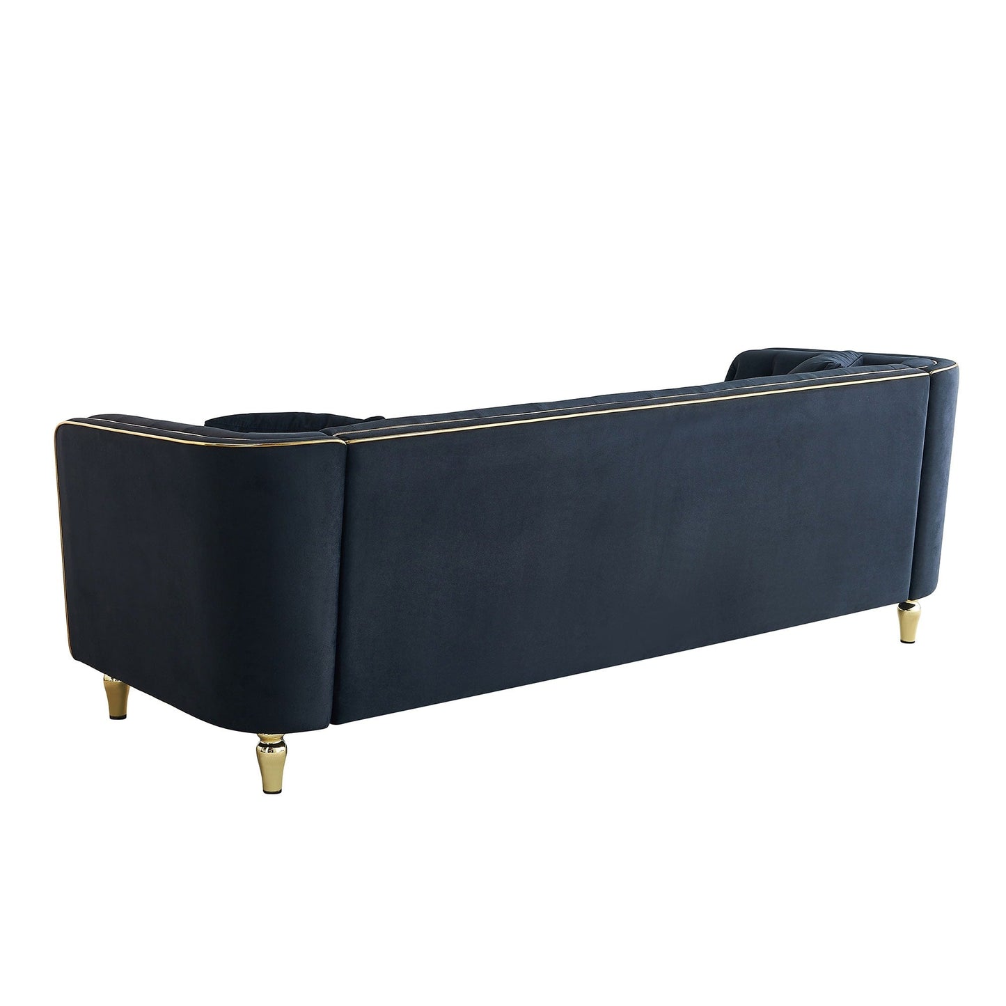 87.01 Velvet Corduroy Modern Classic 3-Seater Sofa with Solid Pine Wood Frame, Includes 2 Throw Pillows
