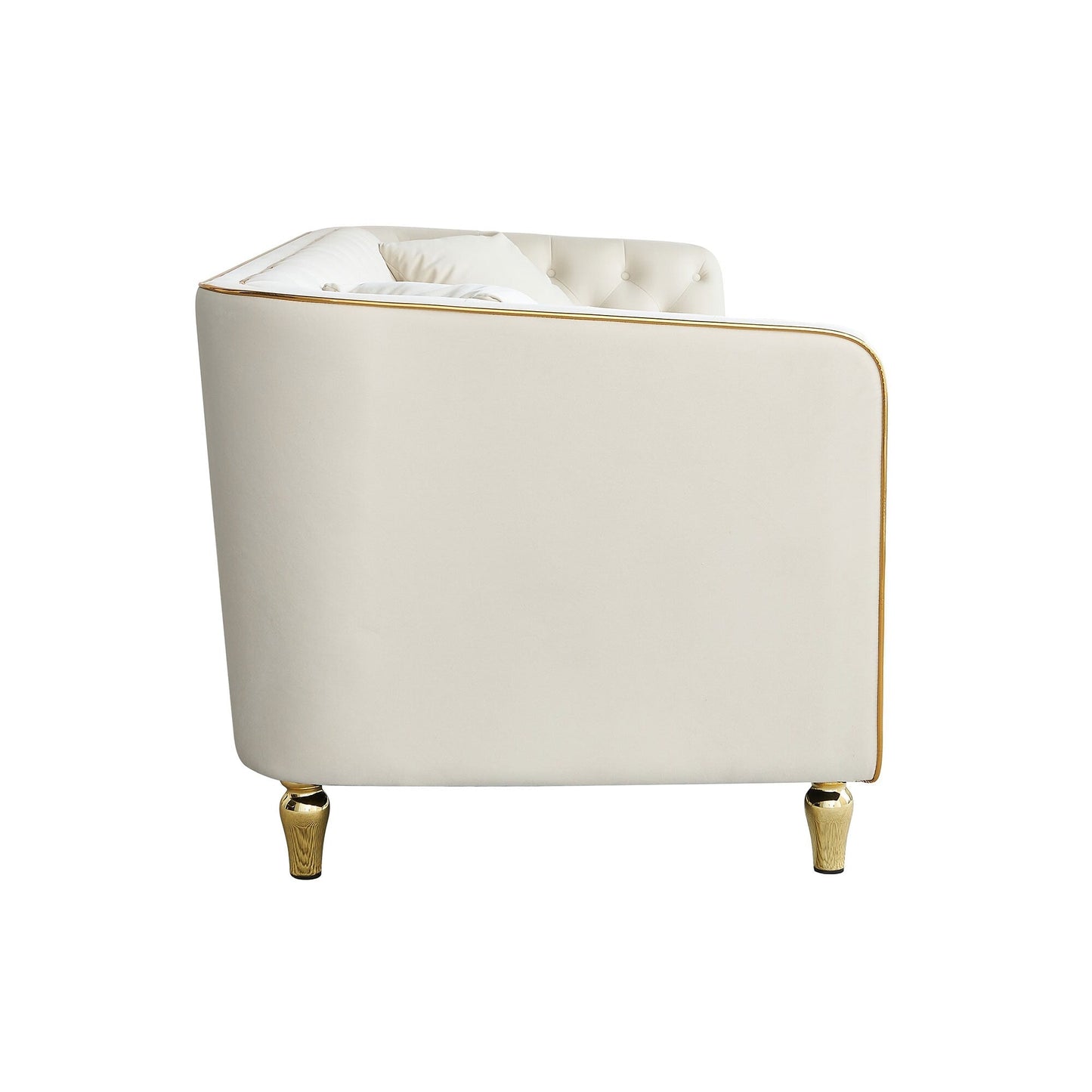 87.01 Velvet Corduroy Modern Classic 3-Seater Sofa with Solid Pine Wood Frame, Includes 2 Throw Pillows