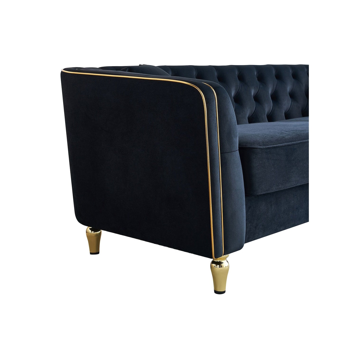 87.01 Velvet Corduroy Modern Classic 3-Seater Sofa with Solid Pine Wood Frame, Includes 2 Throw Pillows