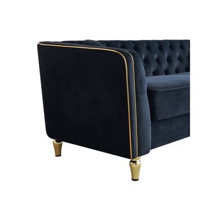 87.01 Velvet Corduroy Modern Classic 3-Seater Sofa with Solid Pine Wood Frame, Includes 2 Throw Pillows