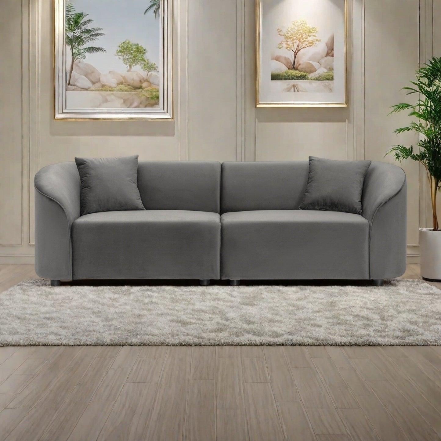 87.25 Velvet 3-Seater Sofa with Ergonomic Support and Solid Frame - Luxurious Statement Piece