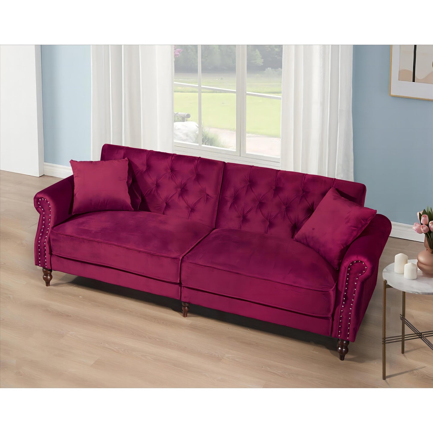 87.8'' Convertible Velvet Sofa Bed Sleeper Futon