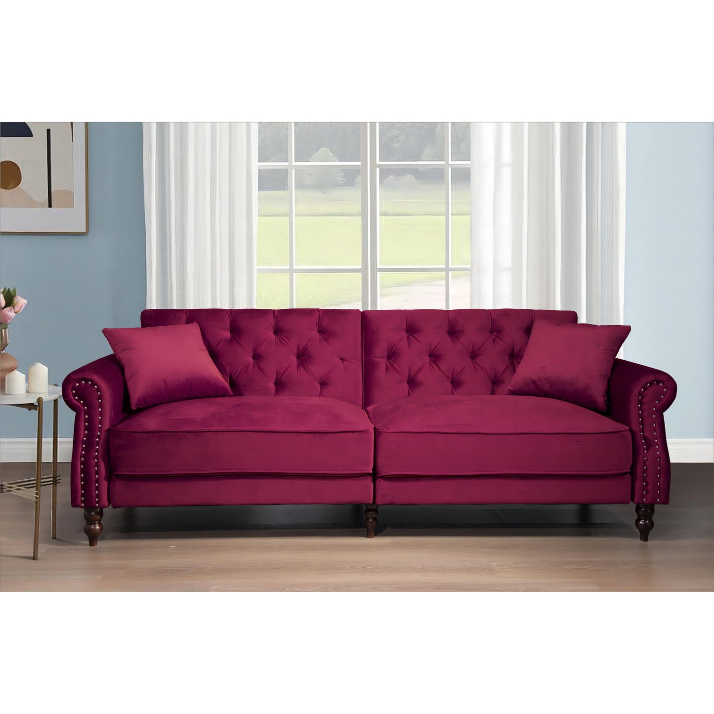 87.8'' Convertible Velvet Sofa Bed Sleeper Futon