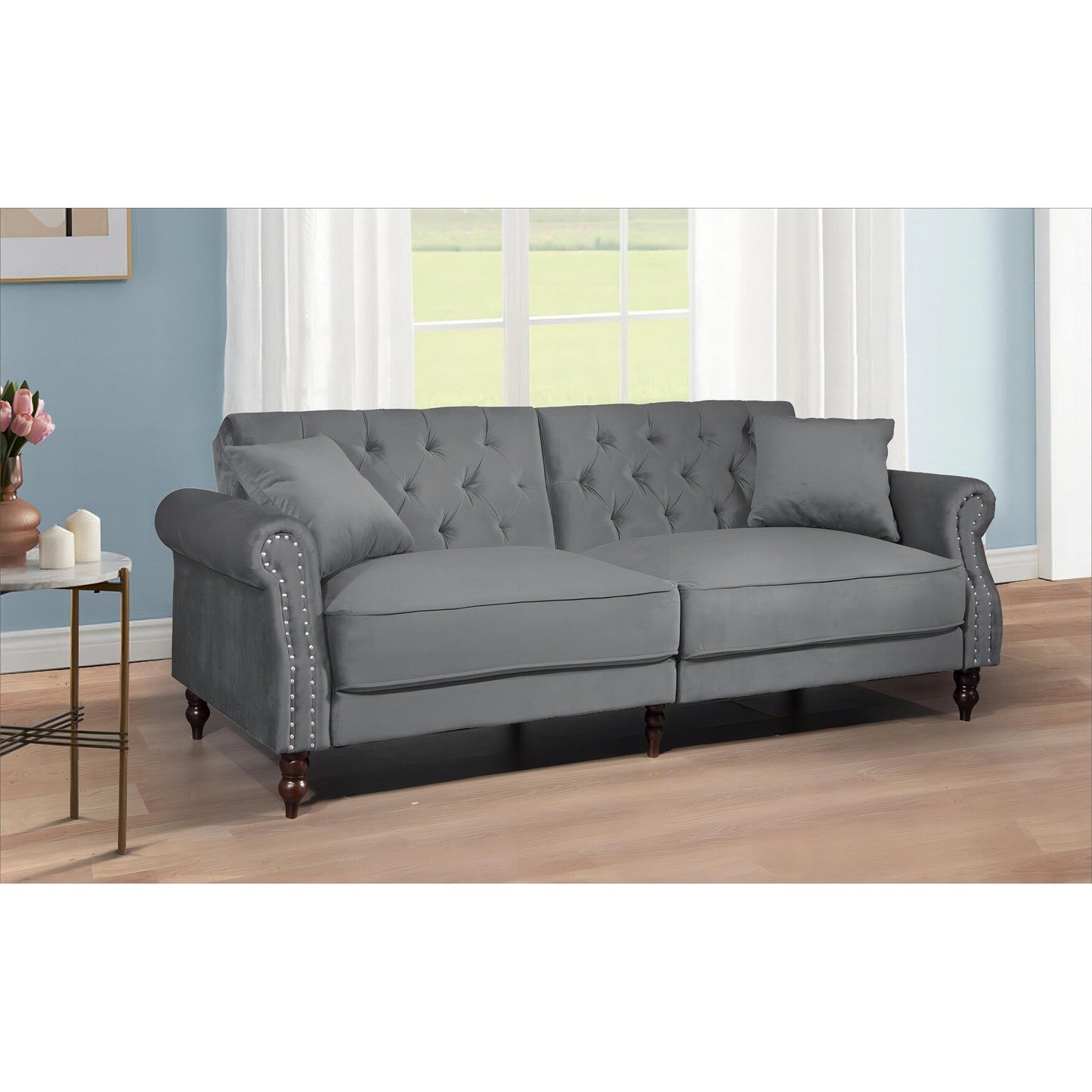 87.8'' Convertible Velvet Sofa Bed Sleeper Futon
