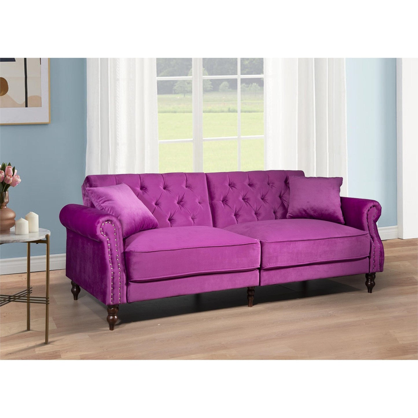 87.8'' Convertible Velvet Sofa Bed Sleeper Futon