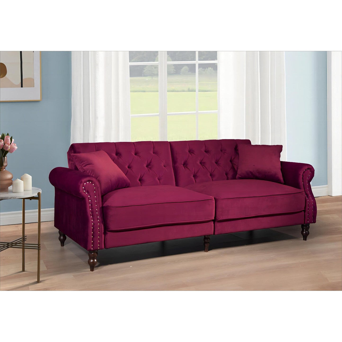 87.8'' Convertible Velvet Sofa Bed Sleeper Futon