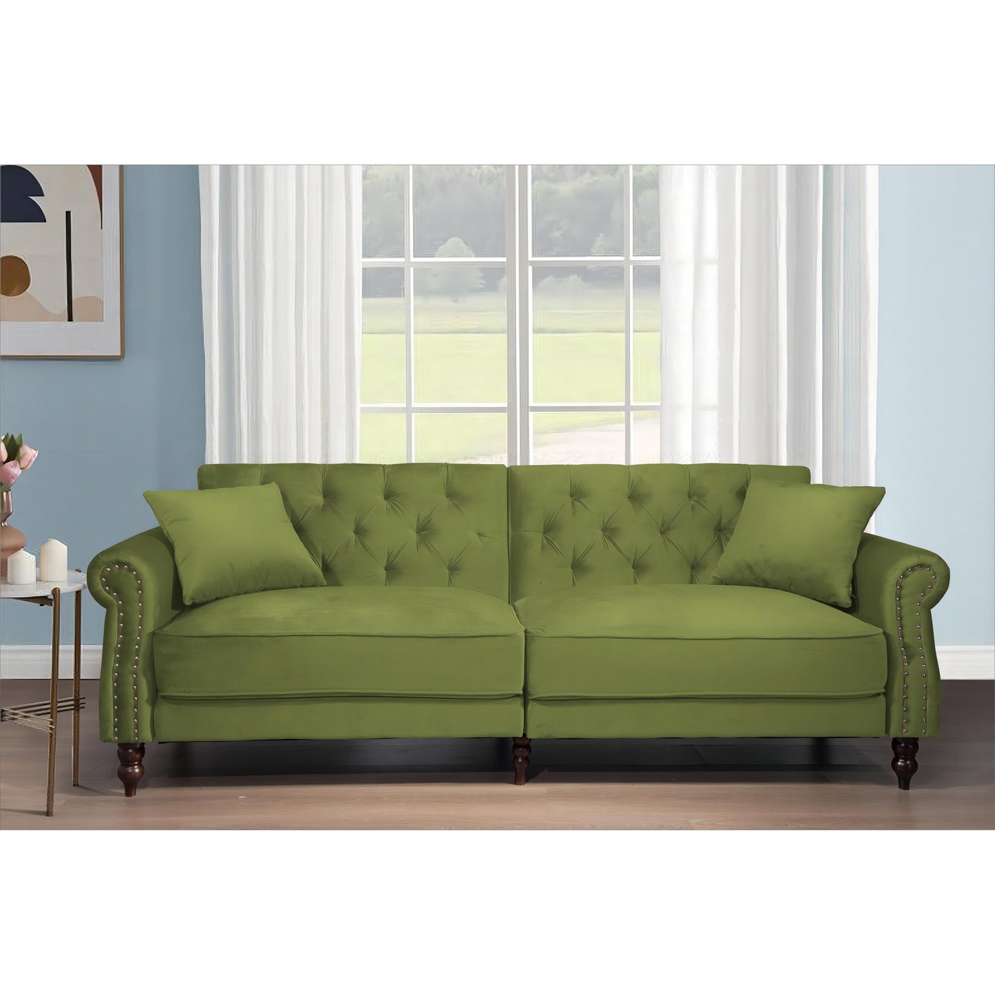 87.8'' Convertible Velvet Sofa Bed Sleeper Futon