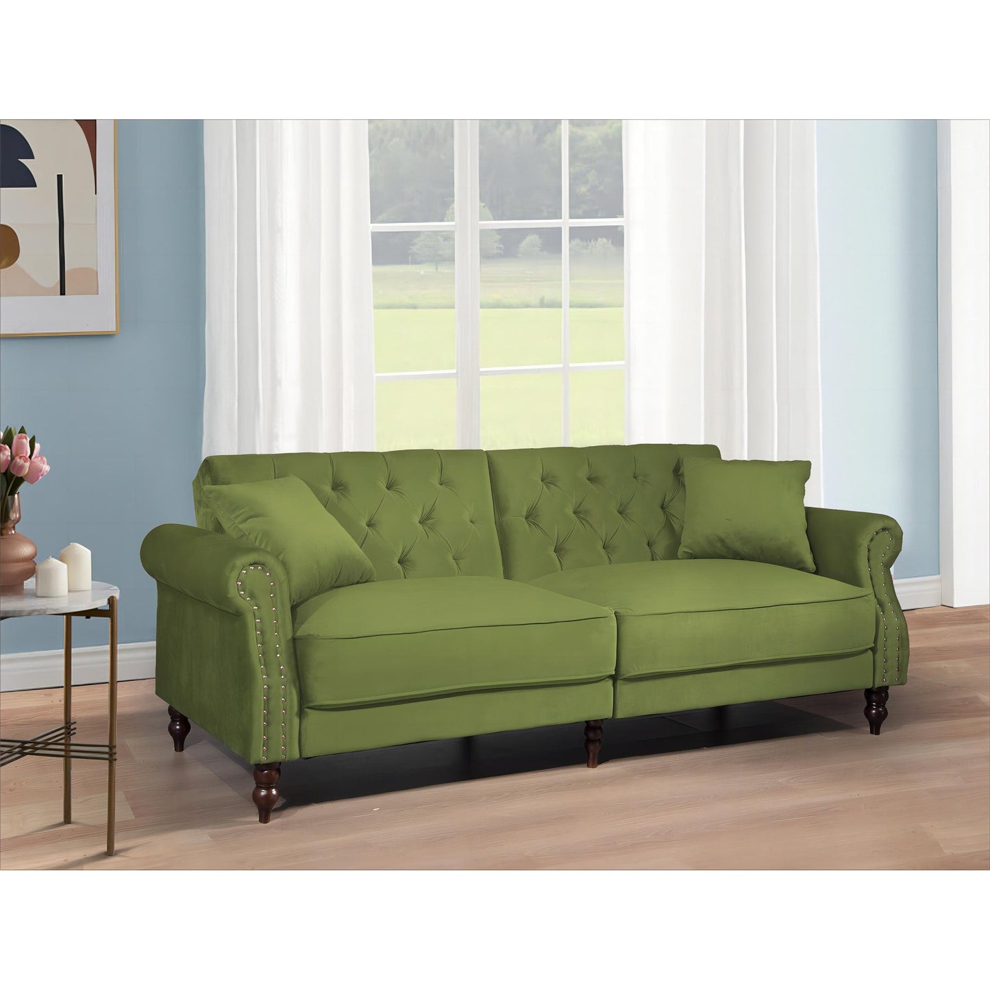 87.8'' Convertible Velvet Sofa Bed Sleeper Futon