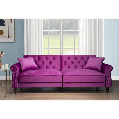 87.8'' Convertible Velvet Sofa Bed Sleeper Futon