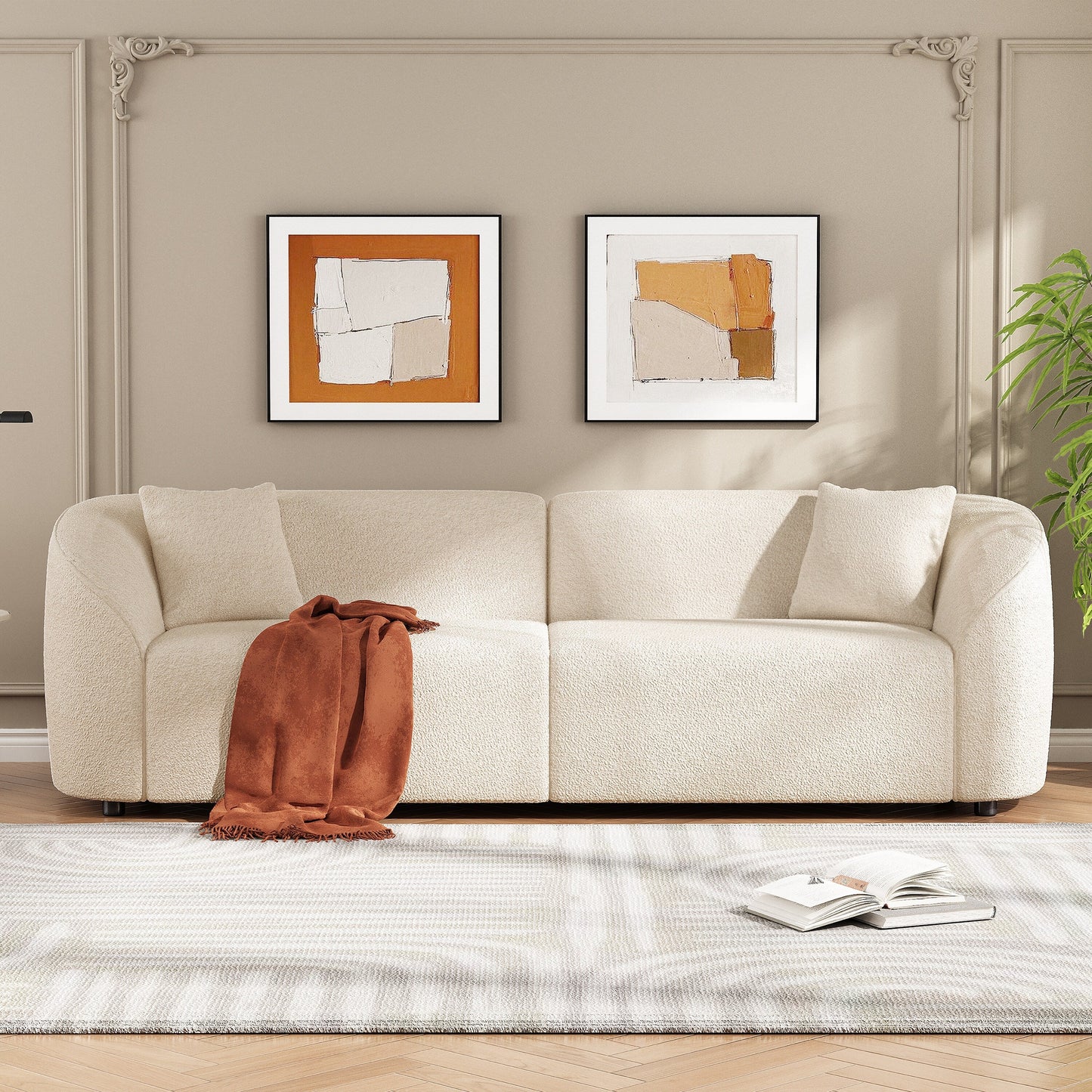 87 Curved Contemporary Sofa: Plush Seating, Streamlined Design, and Durable Frame - Ideal for Stylish Living Spaces