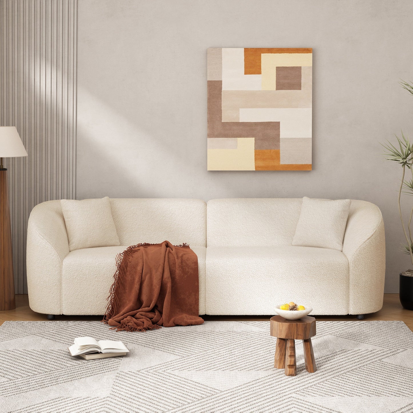 87 Curved Contemporary Sofa: Plush Seating, Streamlined Design, and Durable Frame - Ideal for Stylish Living Spaces