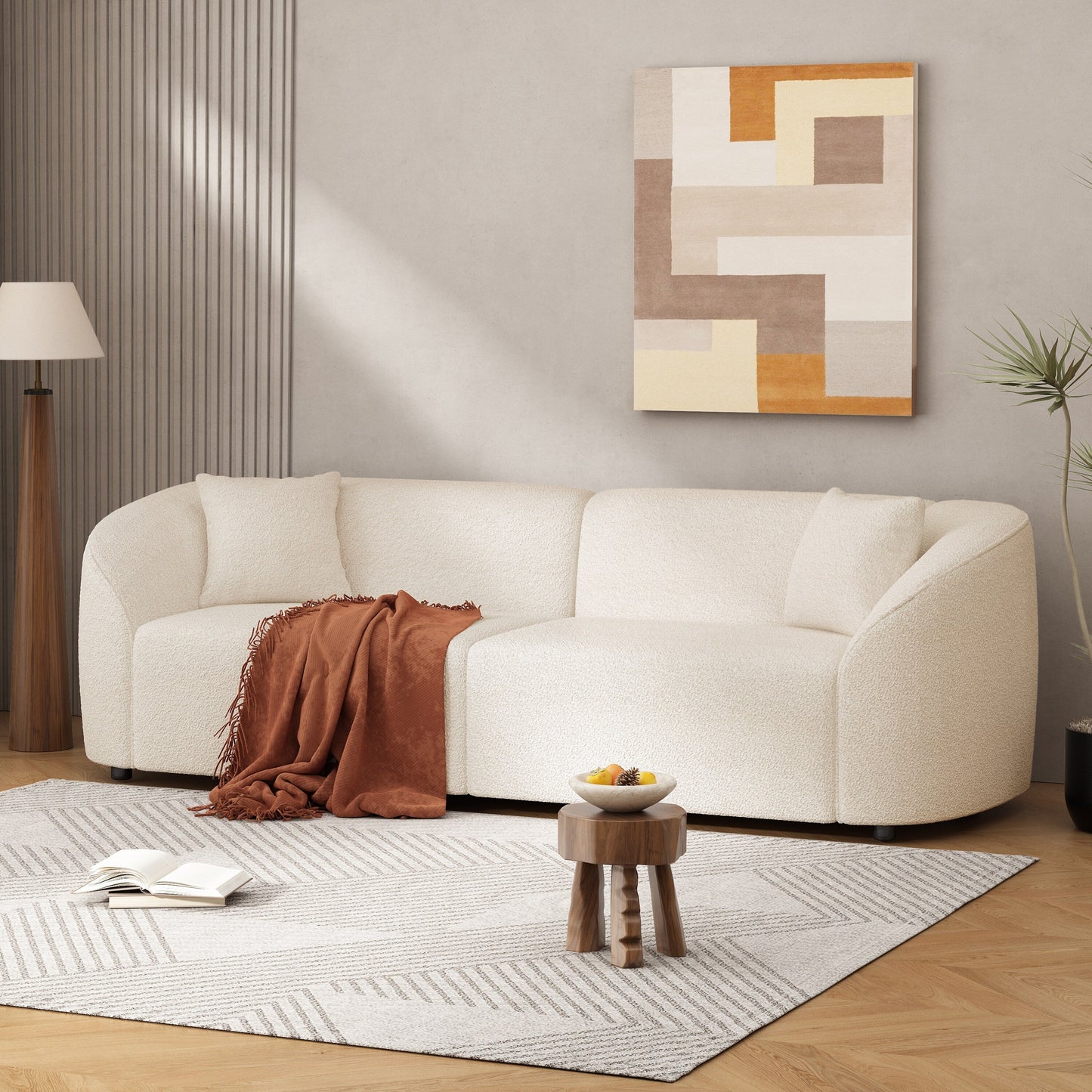 87 Curved Contemporary Sofa: Plush Seating, Streamlined Design, and Durable Frame - Ideal for Stylish Living Spaces