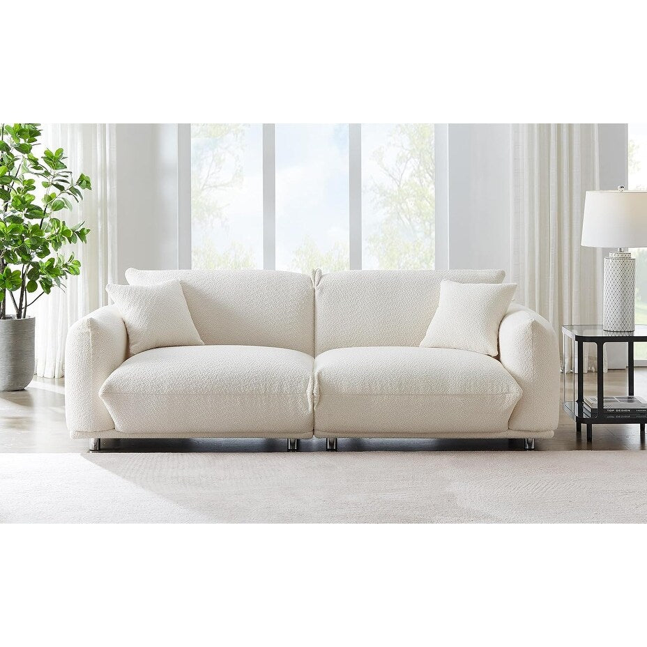 87 Oversized Loveseat Couch with Metal Frame, 2 Pillows, and Durable Upholstery