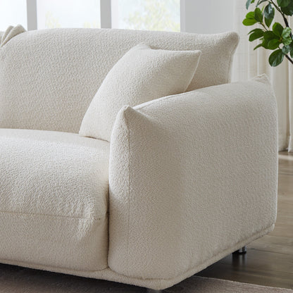 87'' Modern Lamb Wool 3-Seater Sofa with Metal Legs