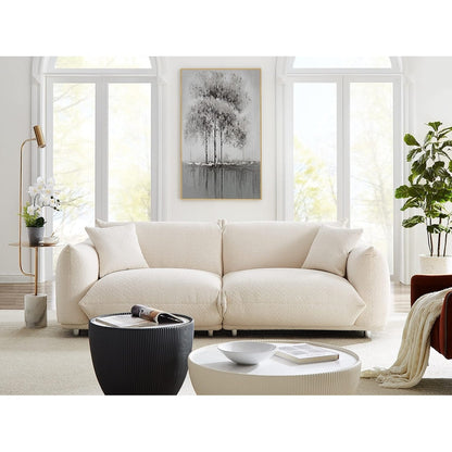 87'' Modern Lamb Wool 3-Seater Sofa with Metal Legs