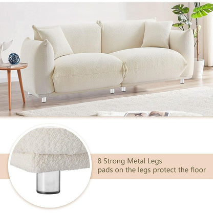 87'' Oversized Loveseat with Solid Wood Frame, Metal Legs, and 2 Plush Pillows for Durability