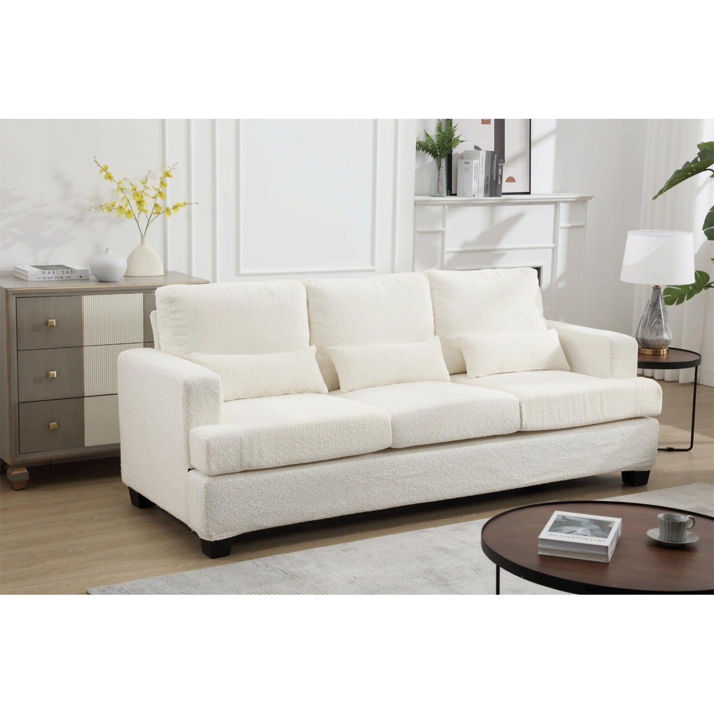 88.4'' Fabric 3-Seater Sofa: Removable Back Cushions, Deep Seating, and Sturdy Hardwood-Steel Frame