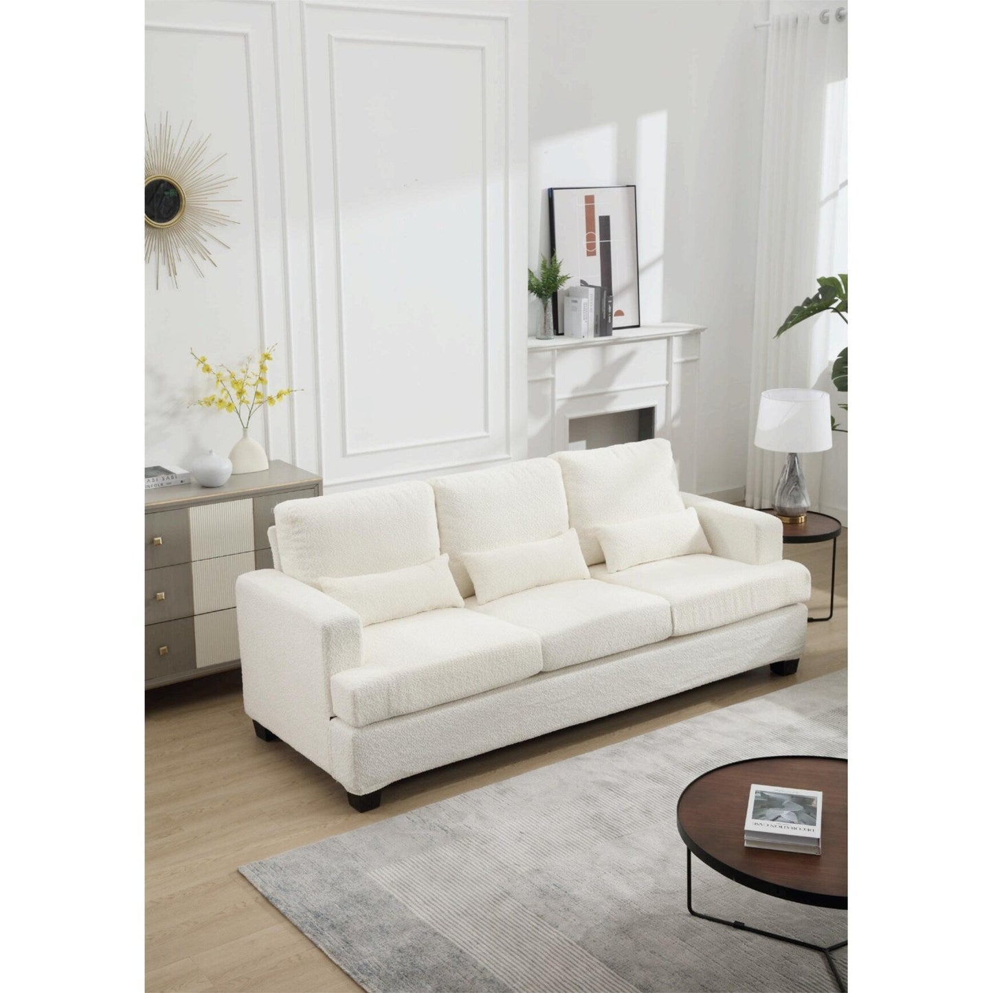 88.4'' Fabric 3-Seater Sofa: Removable Back Cushions, Deep Seating, and Sturdy Hardwood-Steel Frame