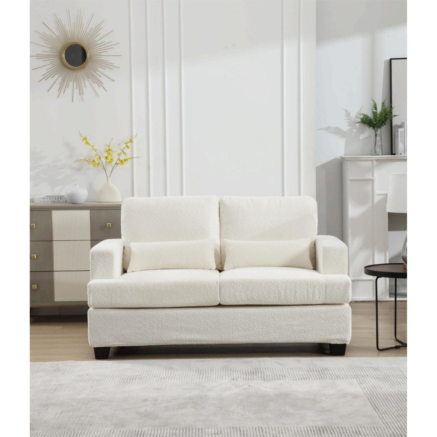 88.4'' Fabric Modern 3-Seater Sofa with Removable Back Cushions and Hardwood Frame