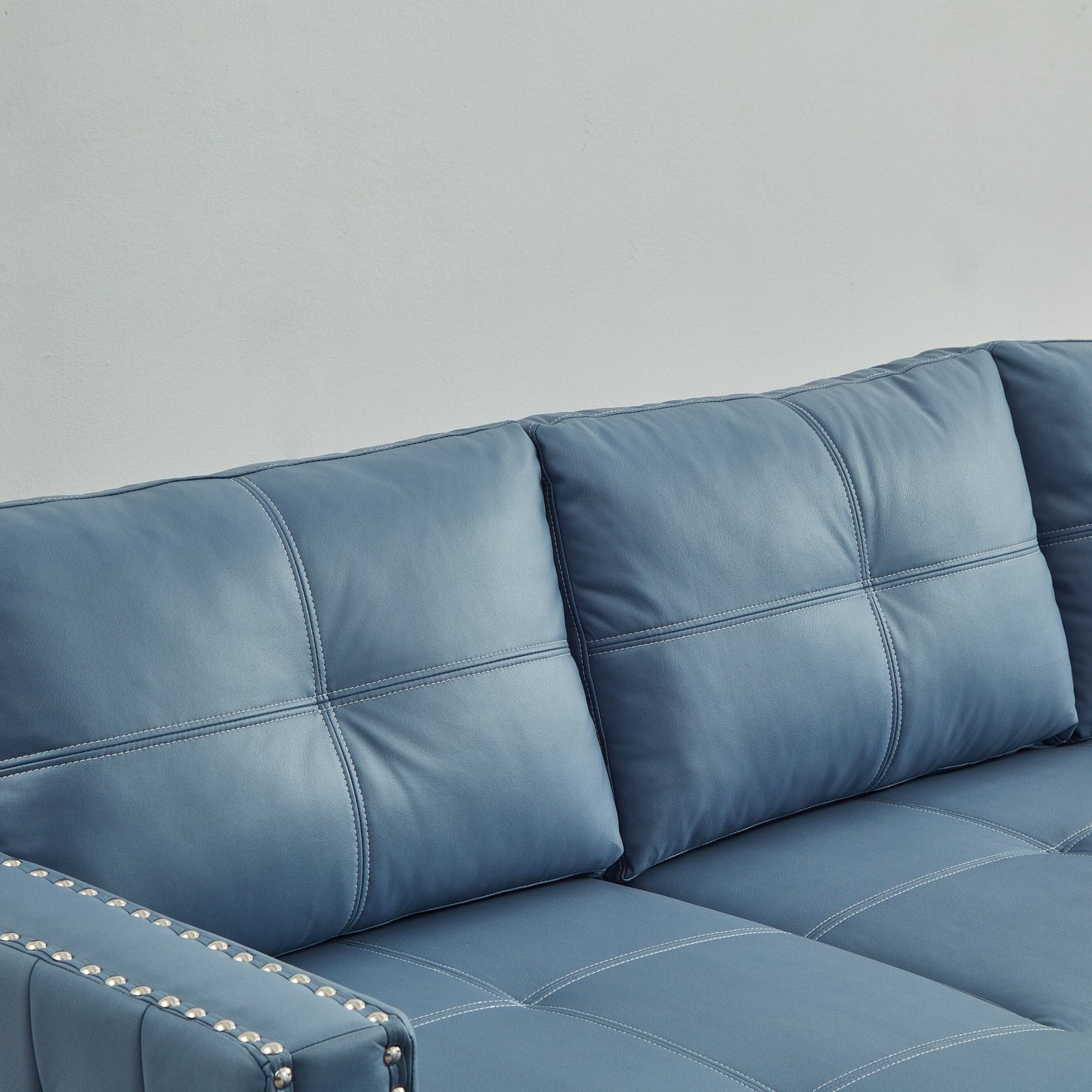 88'' Convertible 3-Seater Sofa Bed with Storage Chaise, Pull-Out Bed, Silver Nailhead Trim, Comfortable Sponge Fill