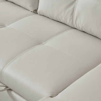 88'' Convertible 3-Seater Sofa Bed with Storage Chaise, Pull-Out Bed, Silver Nailhead Trim, Comfortable Sponge Fill