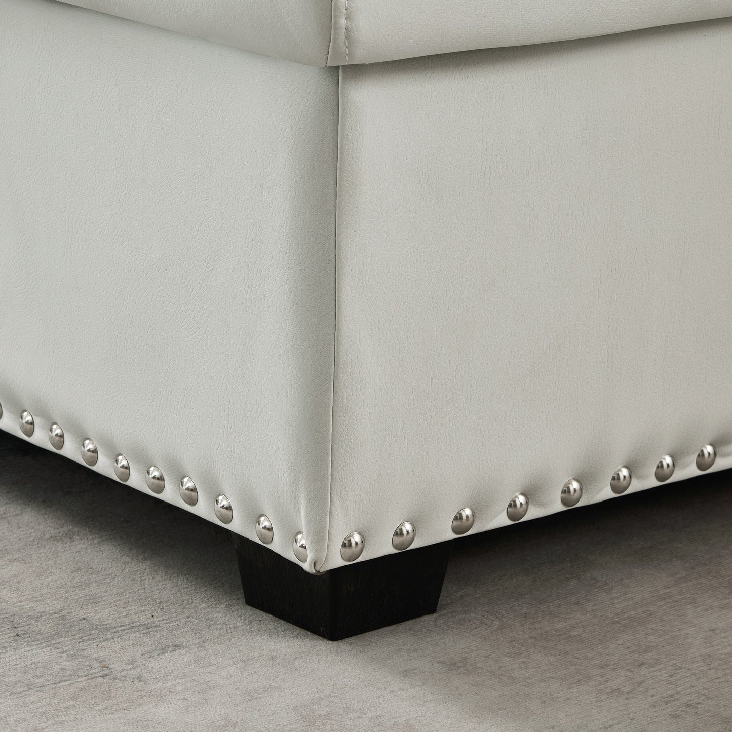 88'' Convertible 3-Seater Sofa Bed with Storage Chaise, Pull-Out Bed, Silver Nailhead Trim, Comfortable Sponge Fill
