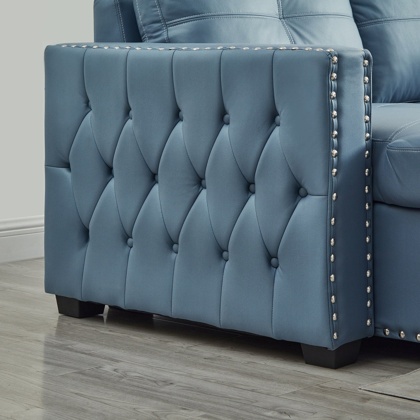 88'' Convertible Microfiber 3-Seater Sofa Bed with Storage Chaise and Pull-Out Function