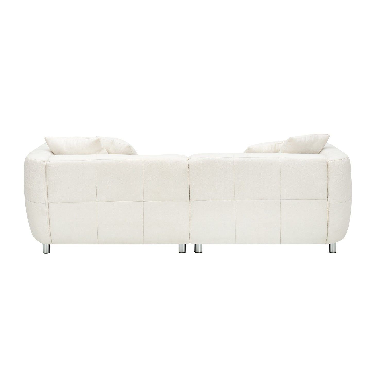 89 inch Sofa for Living Room, Fashion Sofa with Metal Legs, 3 Seater Sofa, Solid Wood Frame Couch with 4Pillows