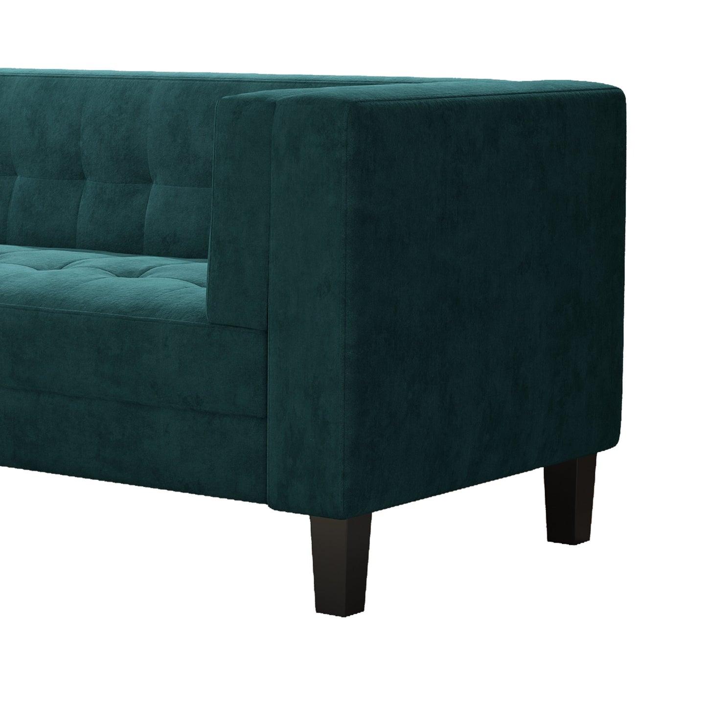 89.75 Velvet 3-seater Button Tufted Sofa with Wood Legs and Kiln-Dried Hardwood Frame for Living Room