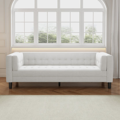89.75 Velvet 3-seater Button Tufted Sofa with Wood Legs and Kiln-Dried Hardwood Frame for Living Room