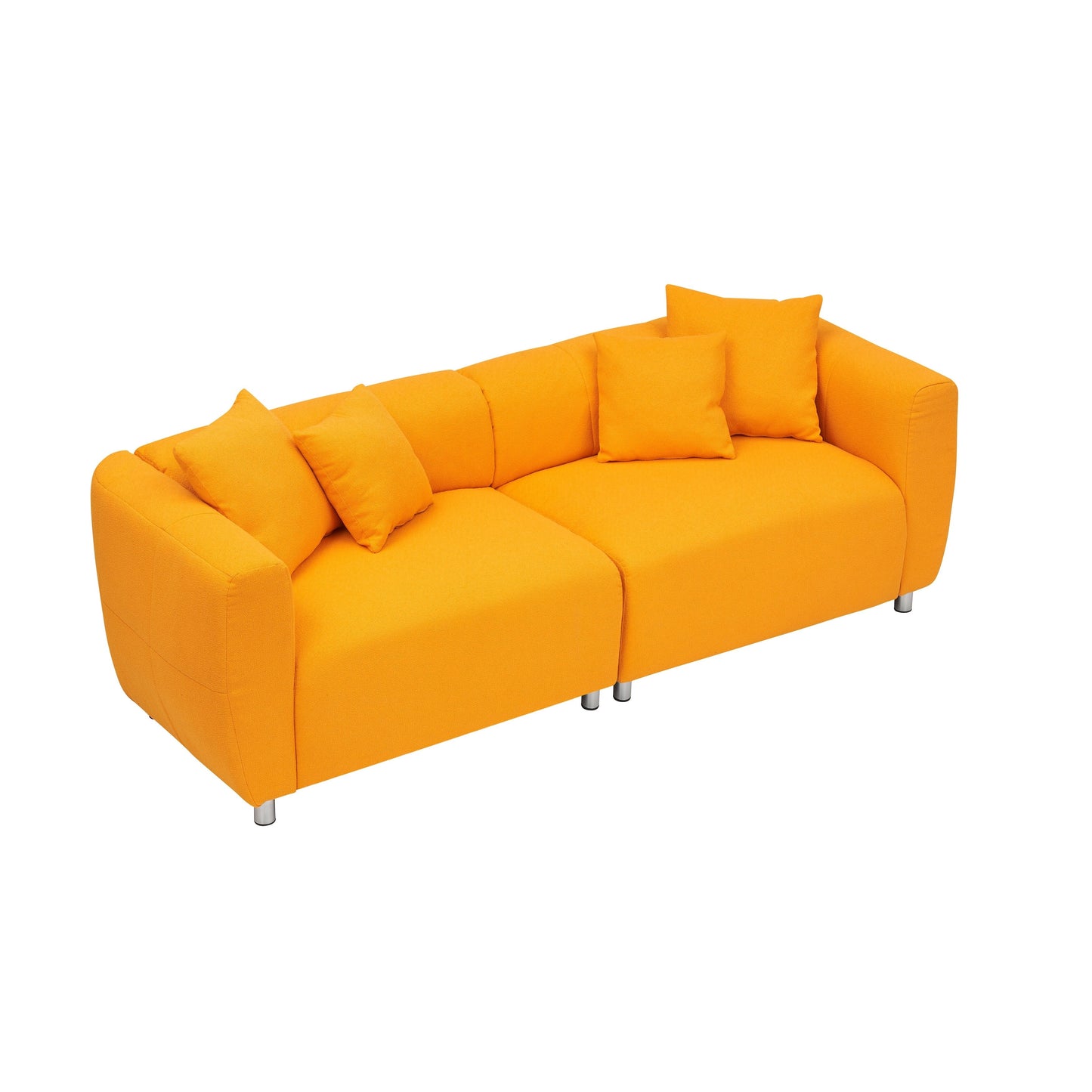 89 3-Seater Sofa - Modern Living Room Couch with Solid Wood Frame, Metal Legs & 4 Pillows