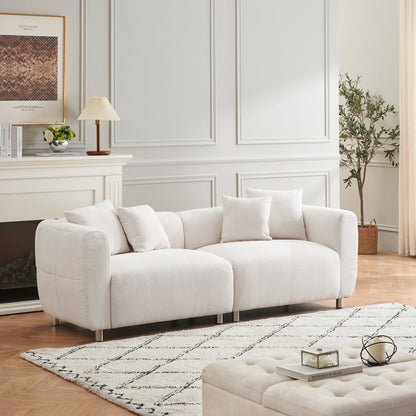 89 3-Seater Sofa - Modern Living Room Couch with Solid Wood Frame, Metal Legs & 4 Pillows