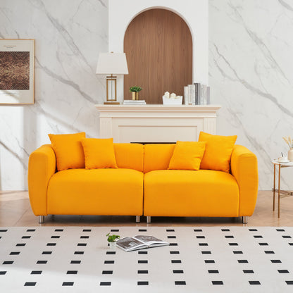 89 3-Seater Sofa - Modern Living Room Couch with Solid Wood Frame, Metal Legs & 4 Pillows