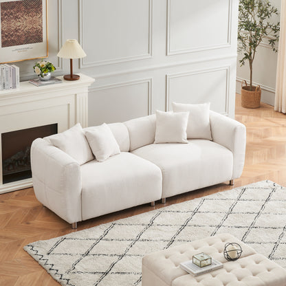 89 3-Seater Sofa - Modern Living Room Couch with Solid Wood Frame, Metal Legs & 4 Pillows