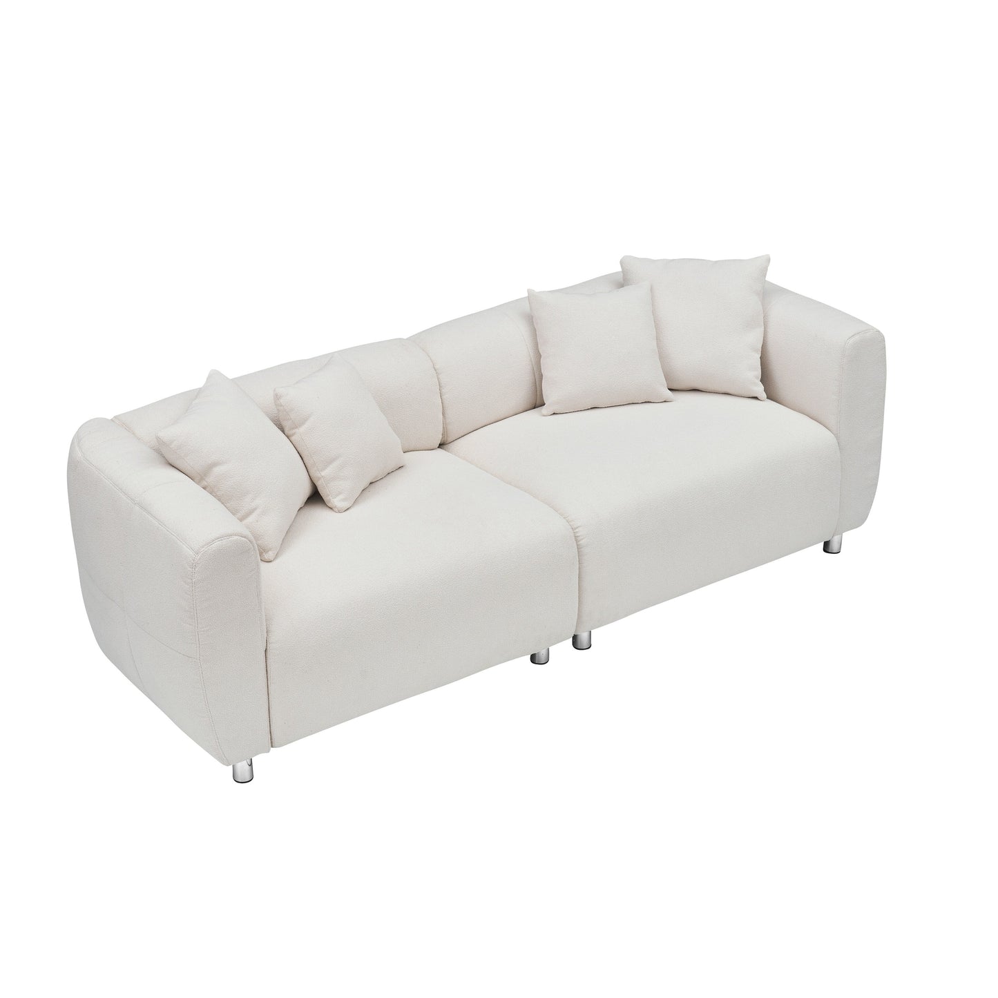 89 3-Seater Sofa - Modern Living Room Couch with Solid Wood Frame, Metal Legs & 4 Pillows