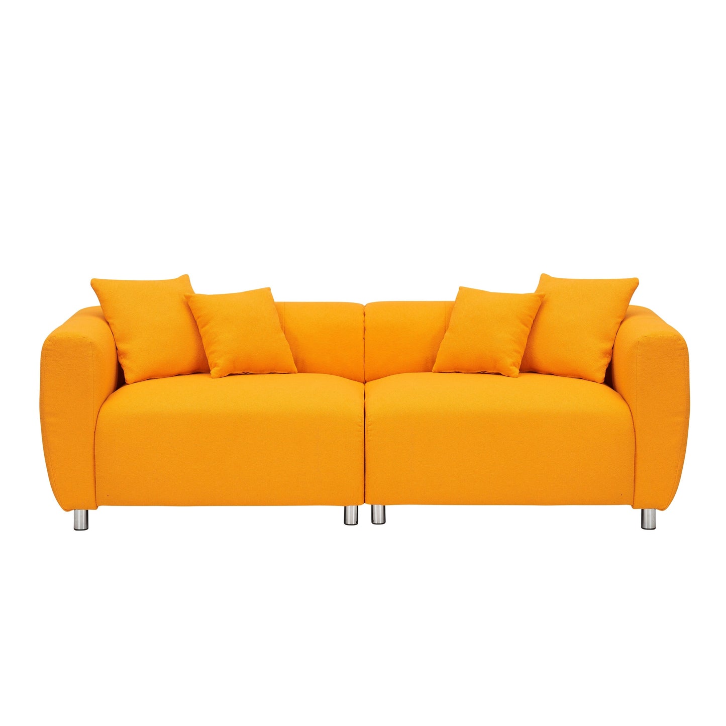 89 3-Seater Sofa - Modern Living Room Couch with Solid Wood Frame, Metal Legs & 4 Pillows