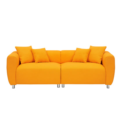 89 3-Seater Sofa - Modern Living Room Couch with Solid Wood Frame, Metal Legs & 4 Pillows