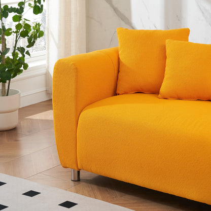 89 3-Seater Sofa - Modern Living Room Couch with Solid Wood Frame, Metal Legs & 4 Pillows
