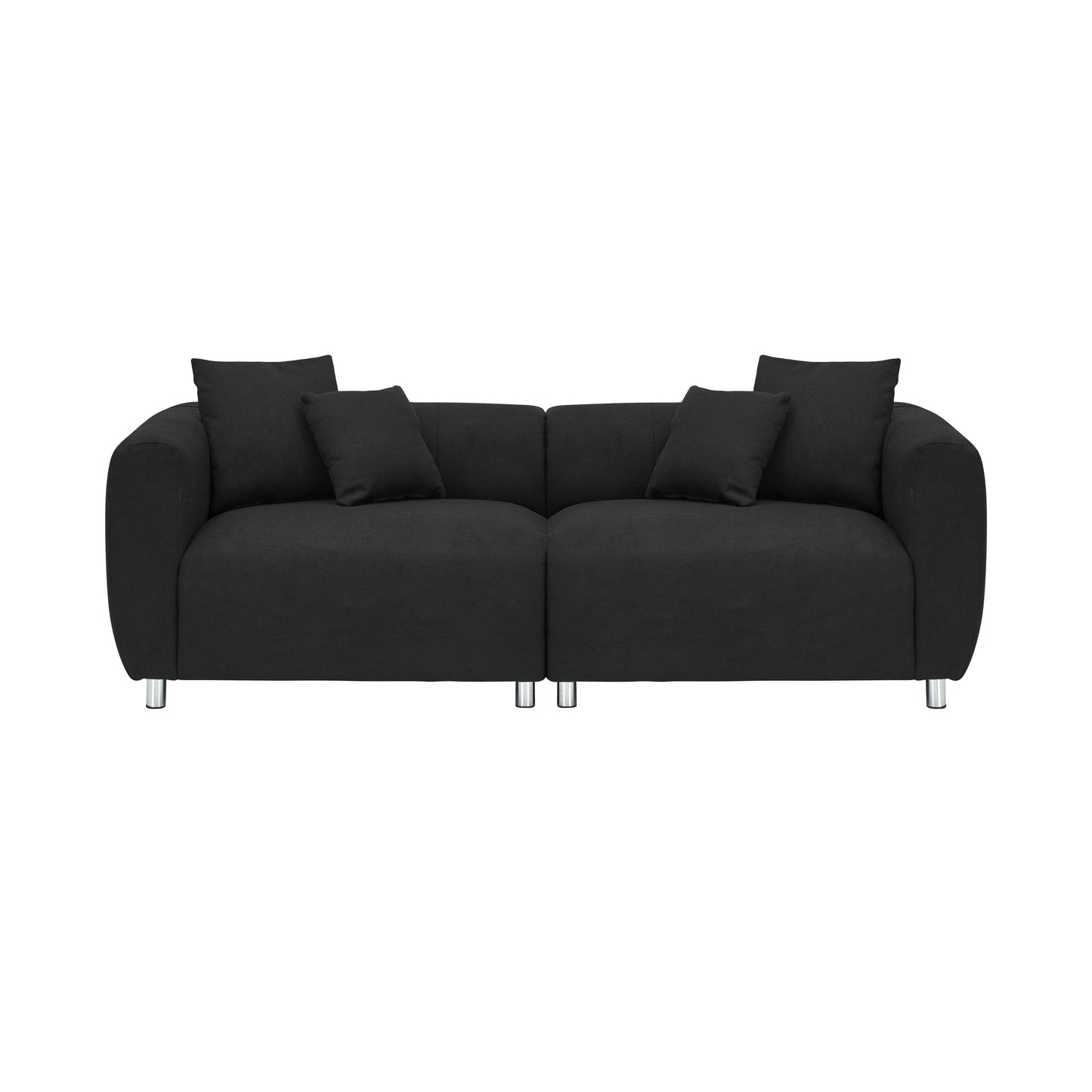 89 3-Seater Sofa - Modern Living Room Couch with Solid Wood Frame, Metal Legs & 4 Pillows
