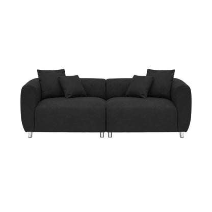 89 3-Seater Sofa - Modern Living Room Couch with Solid Wood Frame, Metal Legs & 4 Pillows