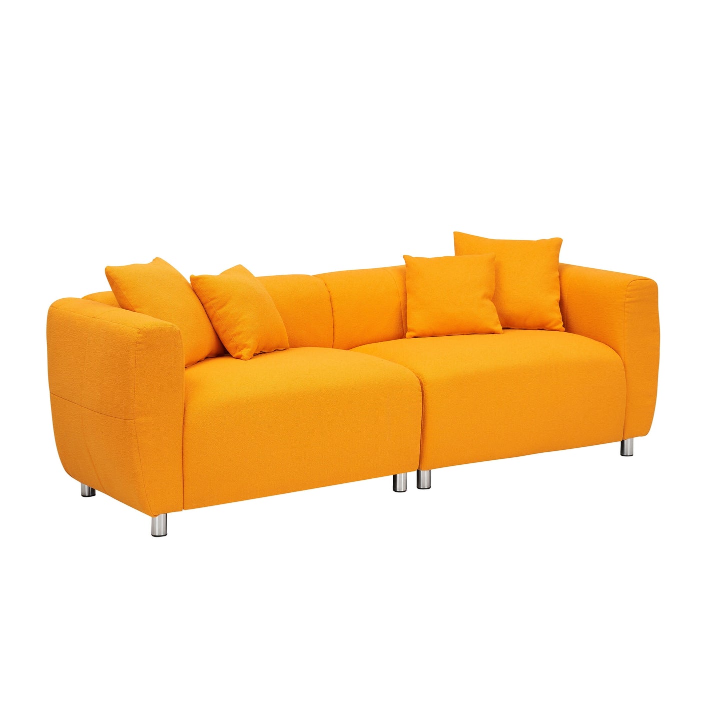 89 3-Seater Sofa - Modern Living Room Couch with Solid Wood Frame, Metal Legs & 4 Pillows