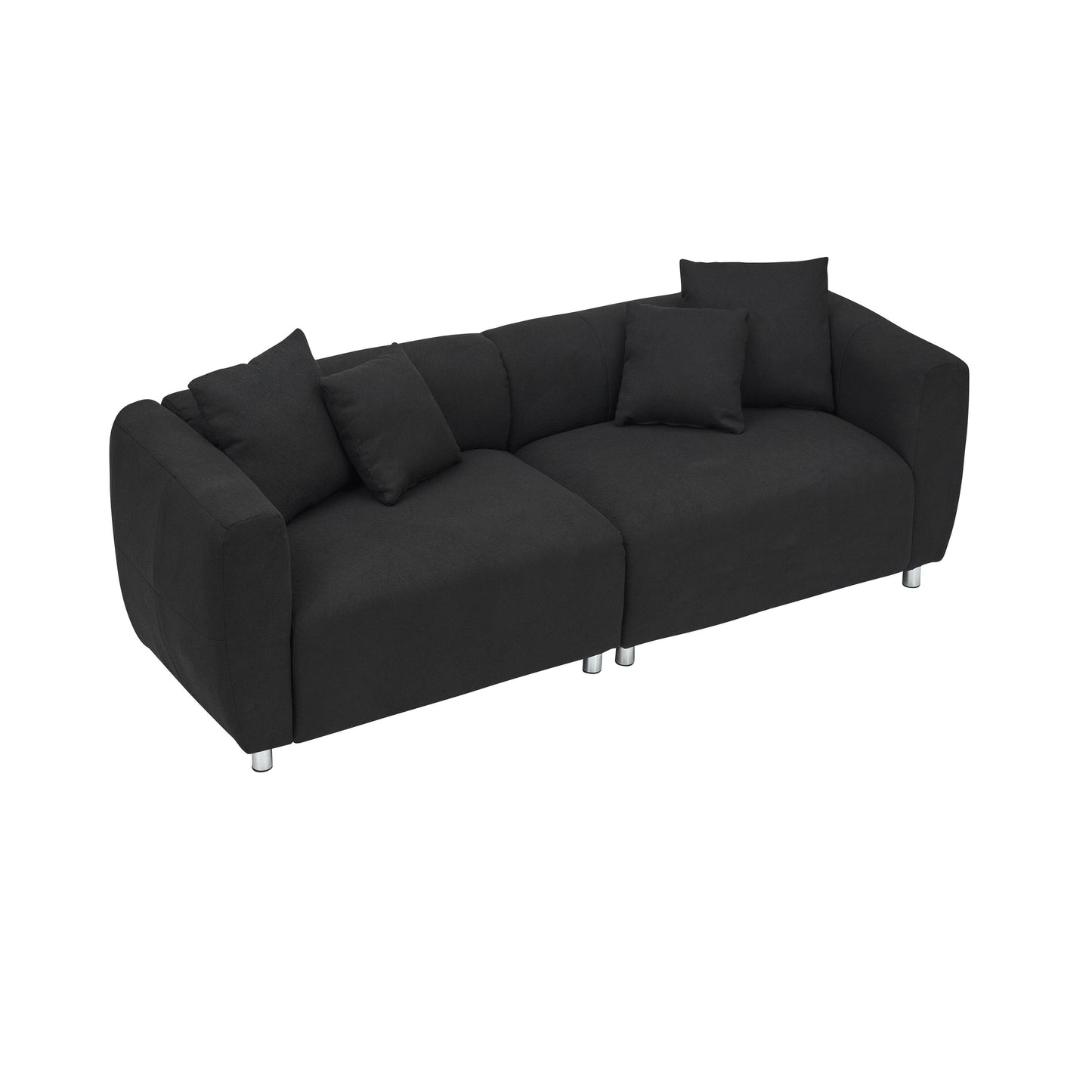 89 3-Seater Sofa - Modern Living Room Couch with Solid Wood Frame, Metal Legs & 4 Pillows