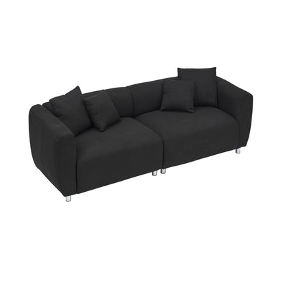 89 3-Seater Sofa - Modern Living Room Couch with Solid Wood Frame, Metal Legs & 4 Pillows