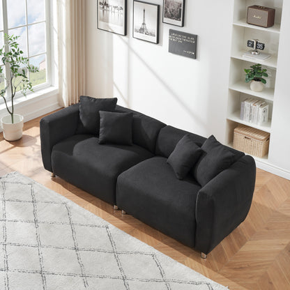 89 3-Seater Sofa - Modern Living Room Couch with Solid Wood Frame, Metal Legs & 4 Pillows