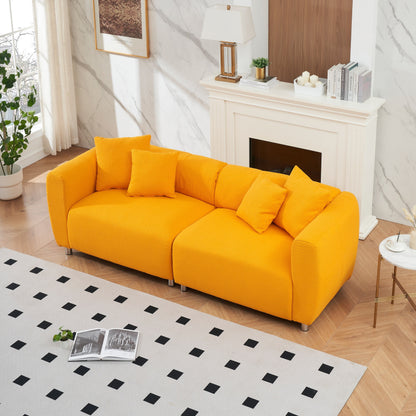 89 3-Seater Sofa - Modern Living Room Couch with Solid Wood Frame, Metal Legs & 4 Pillows