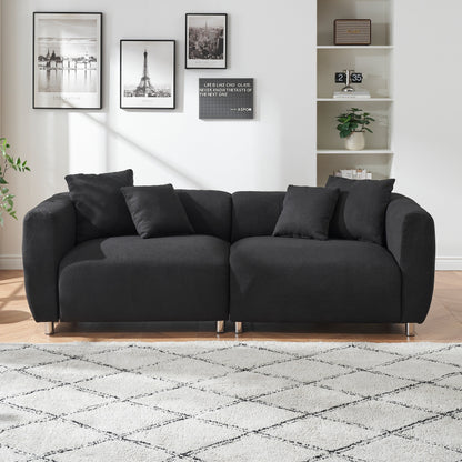 89 3-Seater Sofa - Modern Living Room Couch with Solid Wood Frame, Metal Legs & 4 Pillows